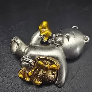 Danecraft Silver Tone Honey Bear Brooch Honey Lover Bee Keeper Jewelry
